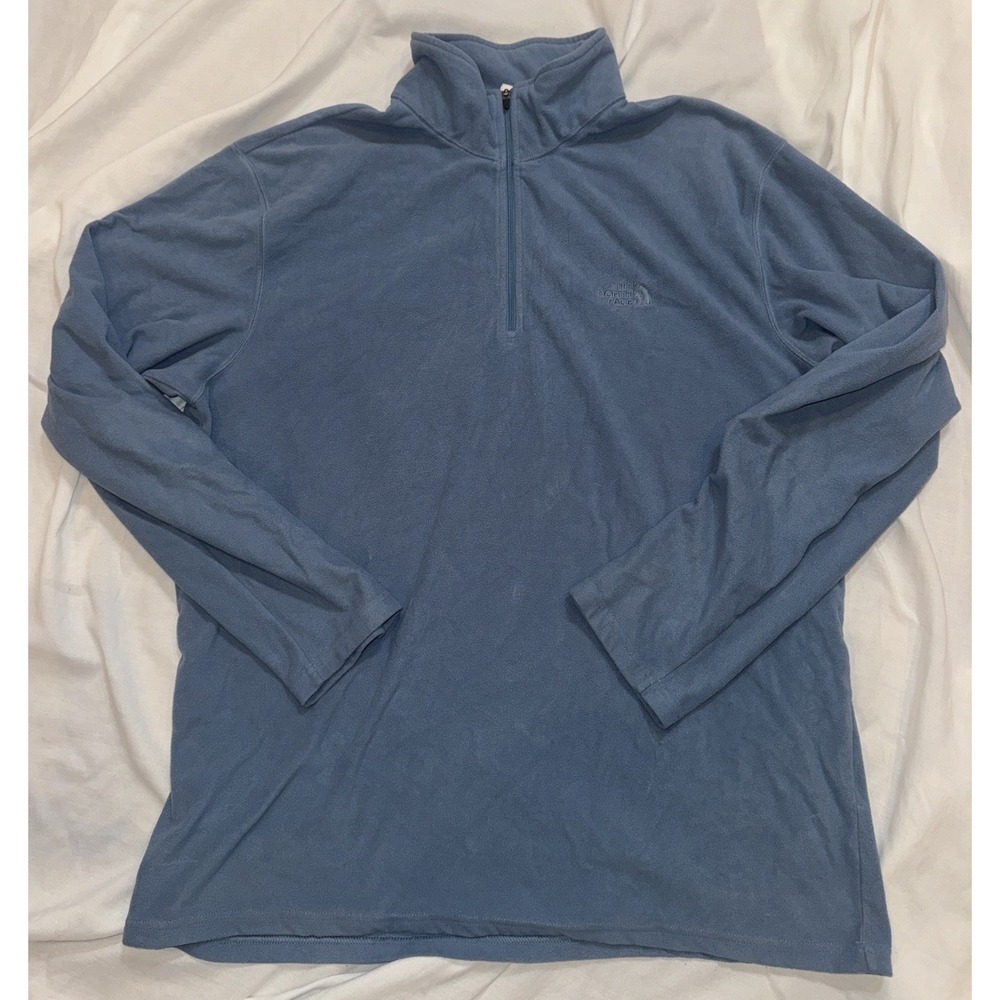 The North Face Mens Sweater XL Blue Fleece Pullover‎ Quarter Zip Lightweight